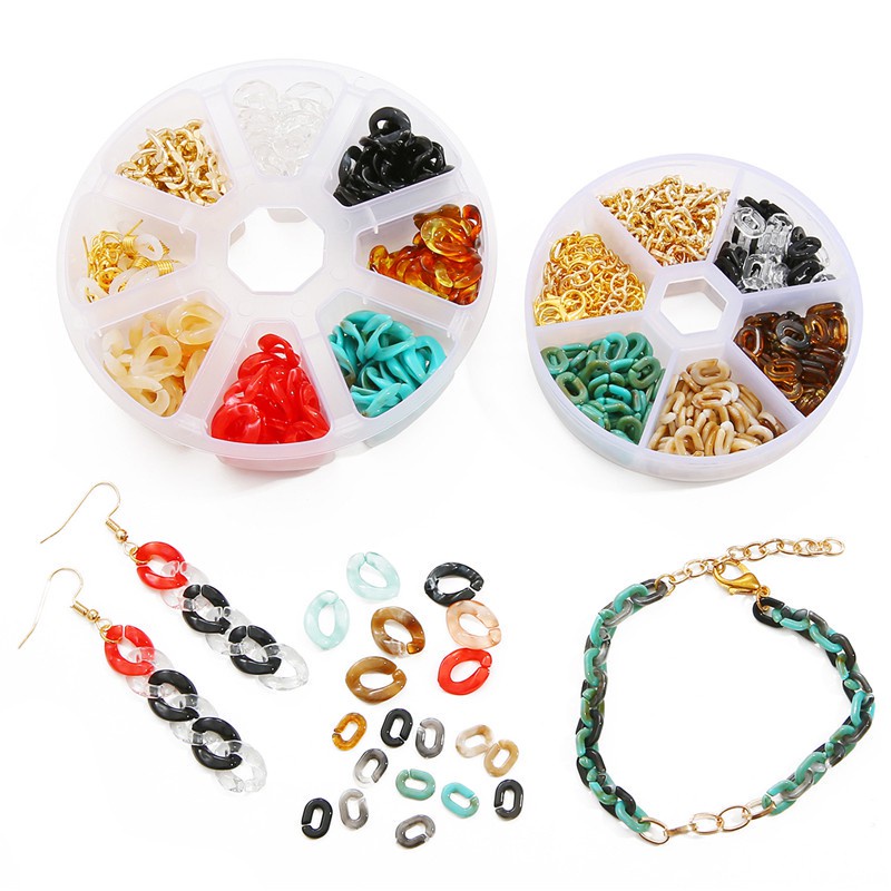 1 Set/Box Multi Color Acrylic Twisted Chains Assembled Parts Beads Diy Jewelry Findings Accessories