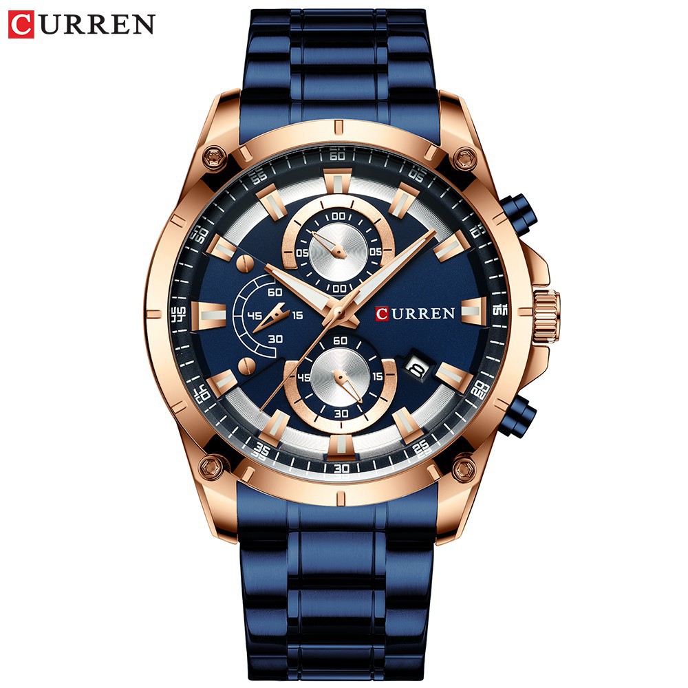 CURREN 8360 Jam Tangan Pria Analog Stainless Steel Chronograph Aktif WATCHKITE WKOS