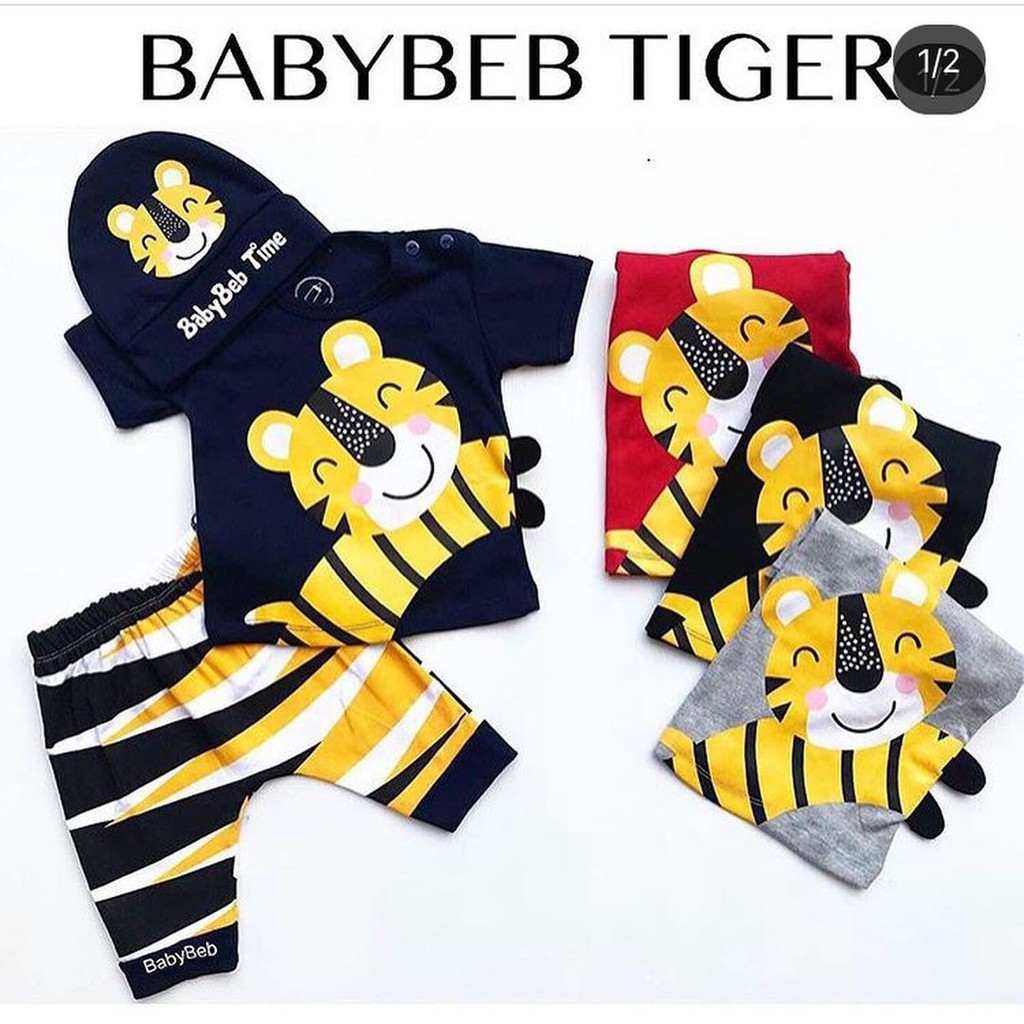 BERSERTIFIKASI SNI BABYBEB TIGER Baju Setelan Kaos Celana Pergi Jalan Lucu Fashion Anak Bayi Cowok Laki Terlaris Lucu leonardo