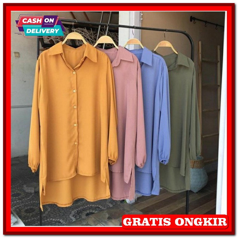 Blouse Lengan Panjang Model Leher V Korean Style Terbaru Murah Bahan Import Kekinian Atasantunik Wan