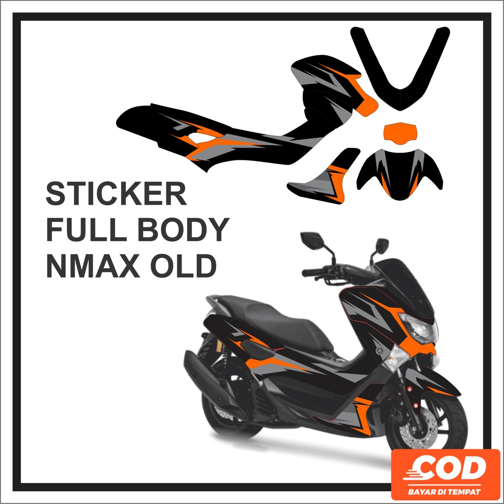 Stiker Decal Motor YAMAHA NMAX OLD Full Body Sticker NMAX LAMA Motif Abu-abu Orange Bisa Request