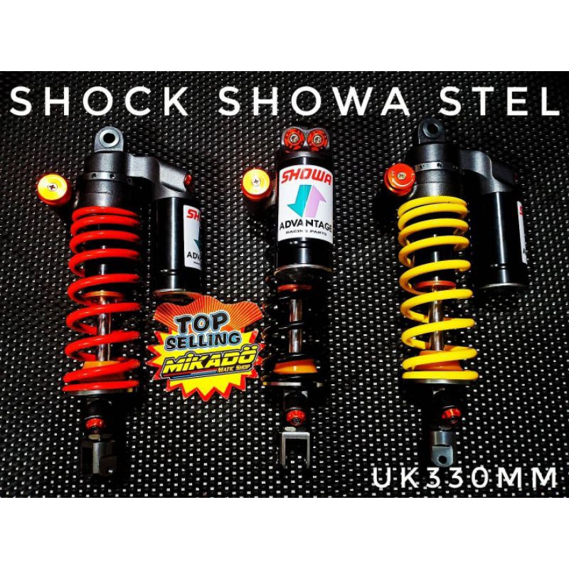 Shock belakang matic showa model stel ukuran 330mm merah kuning hitam vario 125 150 scoopy beat mio