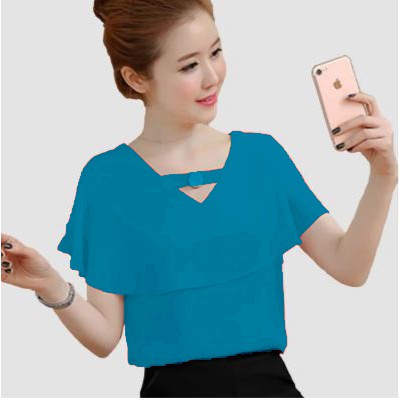 HipNop VIERRA Baju Atasan Blouse Wanita Lengan Pendek Bluse Cewek Pakaian cewe-3