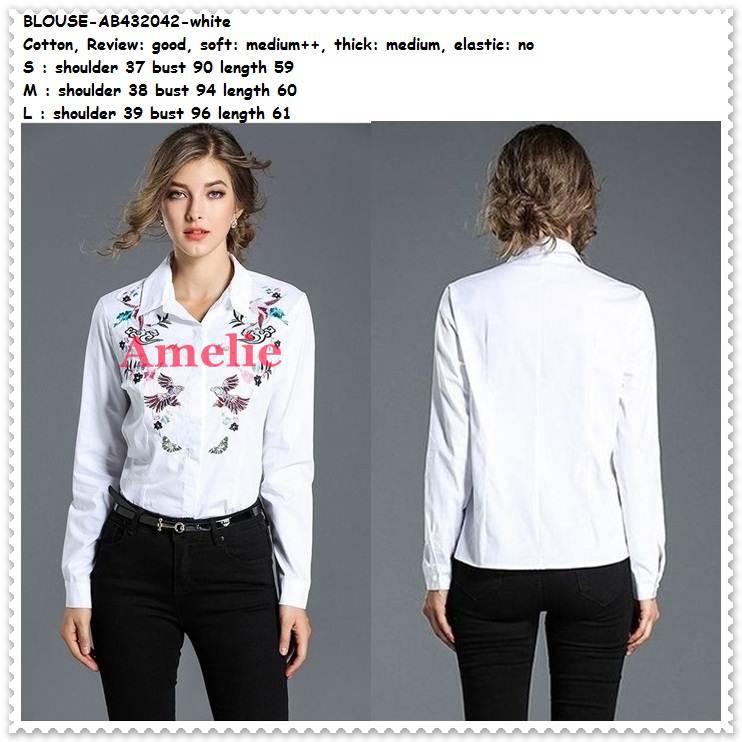 Baju Atasan Kemeja Bordir Pakaian Wanita Korea Import Baju Atasan Kemeja Bordir Pakaian Wanita Korea Import