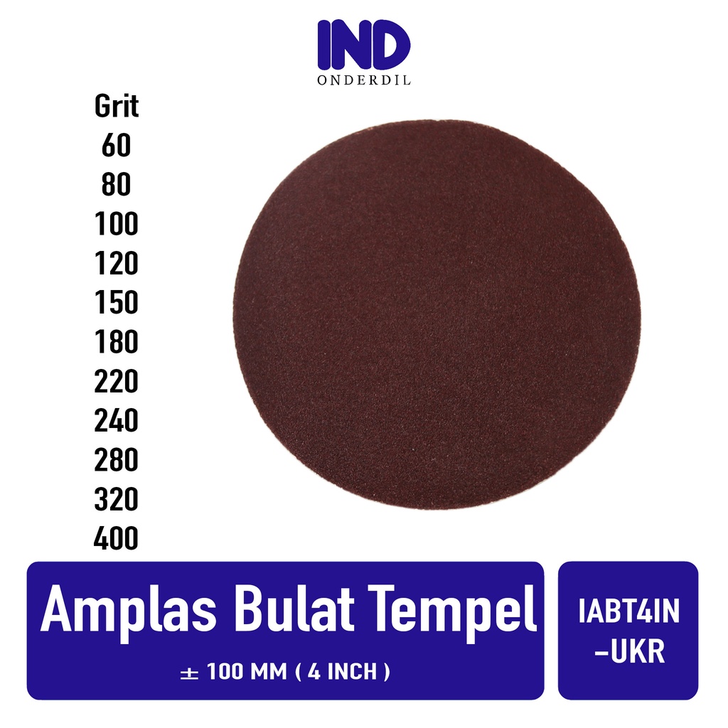 Amplas-Tempel-Gerinda-Bulat-Velcro-4In-Grit-60/80/100/120/150/180/220/240/280/320/400