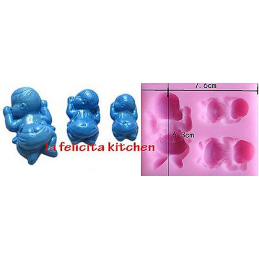 IMPORT CETAKAN SALE BABY MOLD 3 BAYI 3D CETAKAN FONDANT DEKORASI KUE AGAR JELLY COKLAT ULTAH LAHIRAN