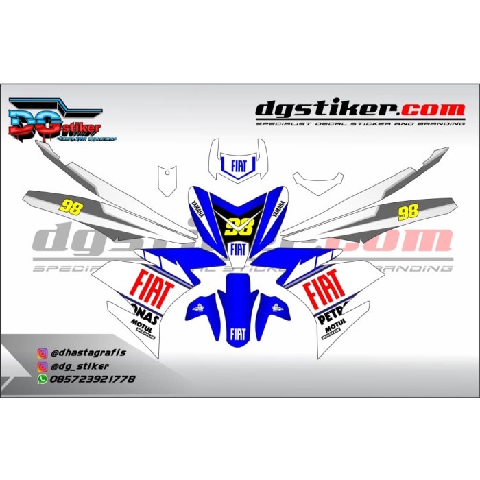 Decal Striping Jupiter Mx King Biru Putih FIAT DG Stiker
