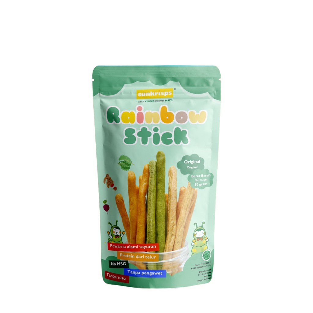 Sunkrisps Rainbow Stick Original Snack Makanan Ringan Bayi 9+ bulan 50g