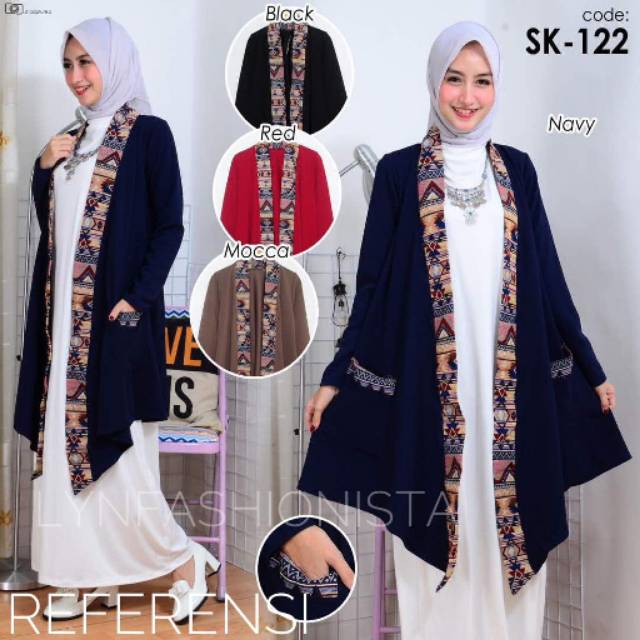 LYNFASHIONISTA-CARDIGAN WANITA MUSLIM MOTIF SONGKET/KARDIGAN BATIK ETNIK TRIBAL/OUTER BOHEMIAN/122