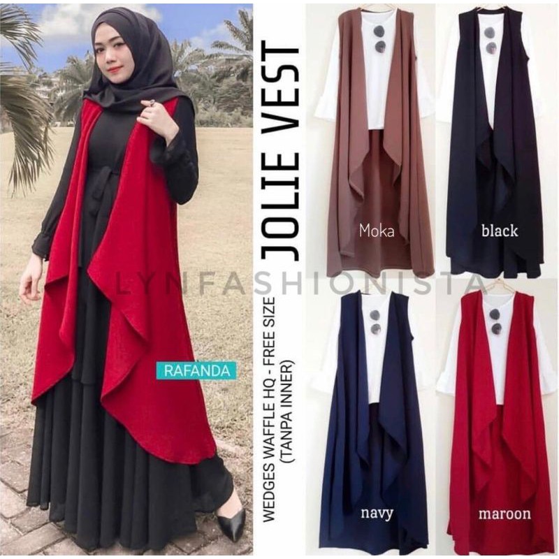 LYNFASHIONISTA-LONG OUTER WANITA MUSLIM MODEL LAYER DEPAN TEBAL/JOLIE