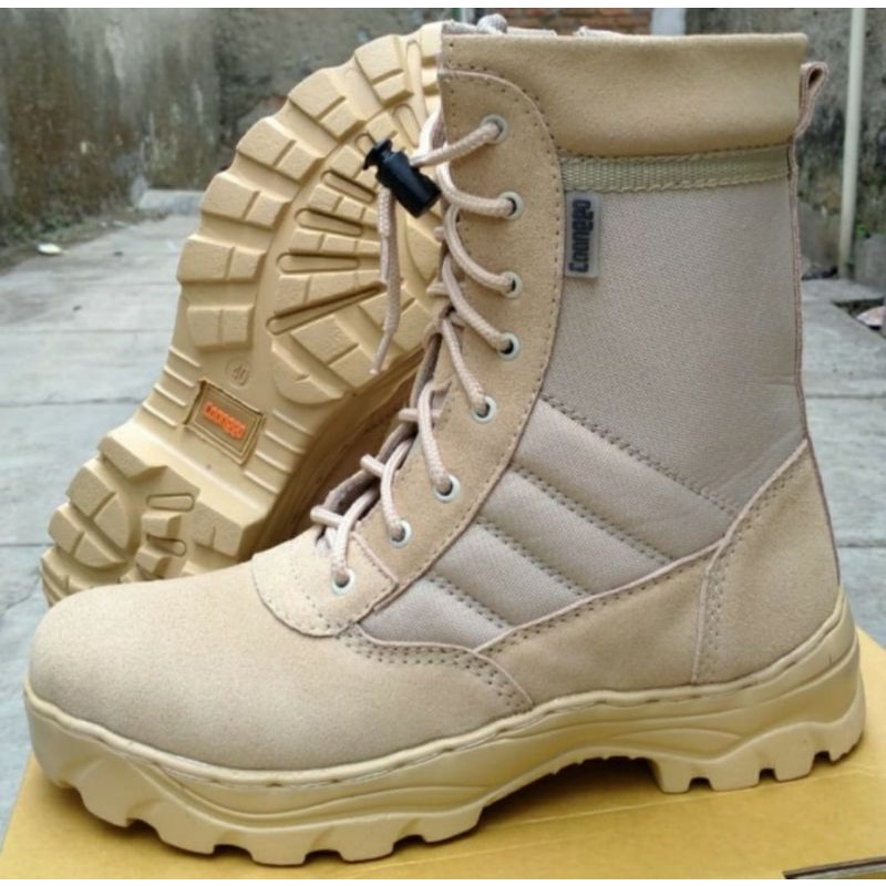 sepatu pdl kamenhan boots 9 inc terlaris pdl caanggo trbaru cream - cream