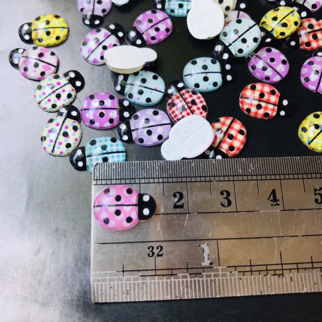 Resin Lady Bug 13mm isi 10pcs Bahan Craft Aksesoris Jepit rambut aksesoris