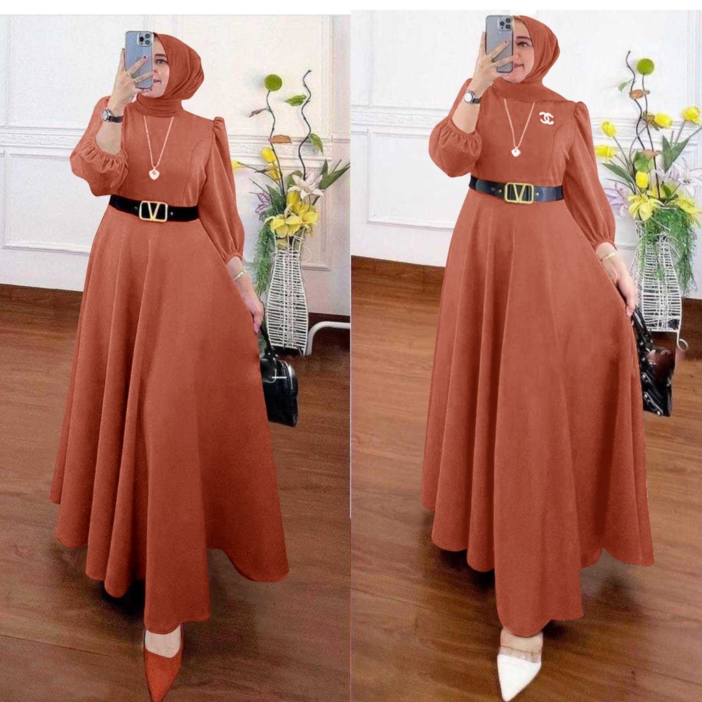 O2 Fashion / Sephora maxi dress / bisa cod / gamis scuba premium model terbaru