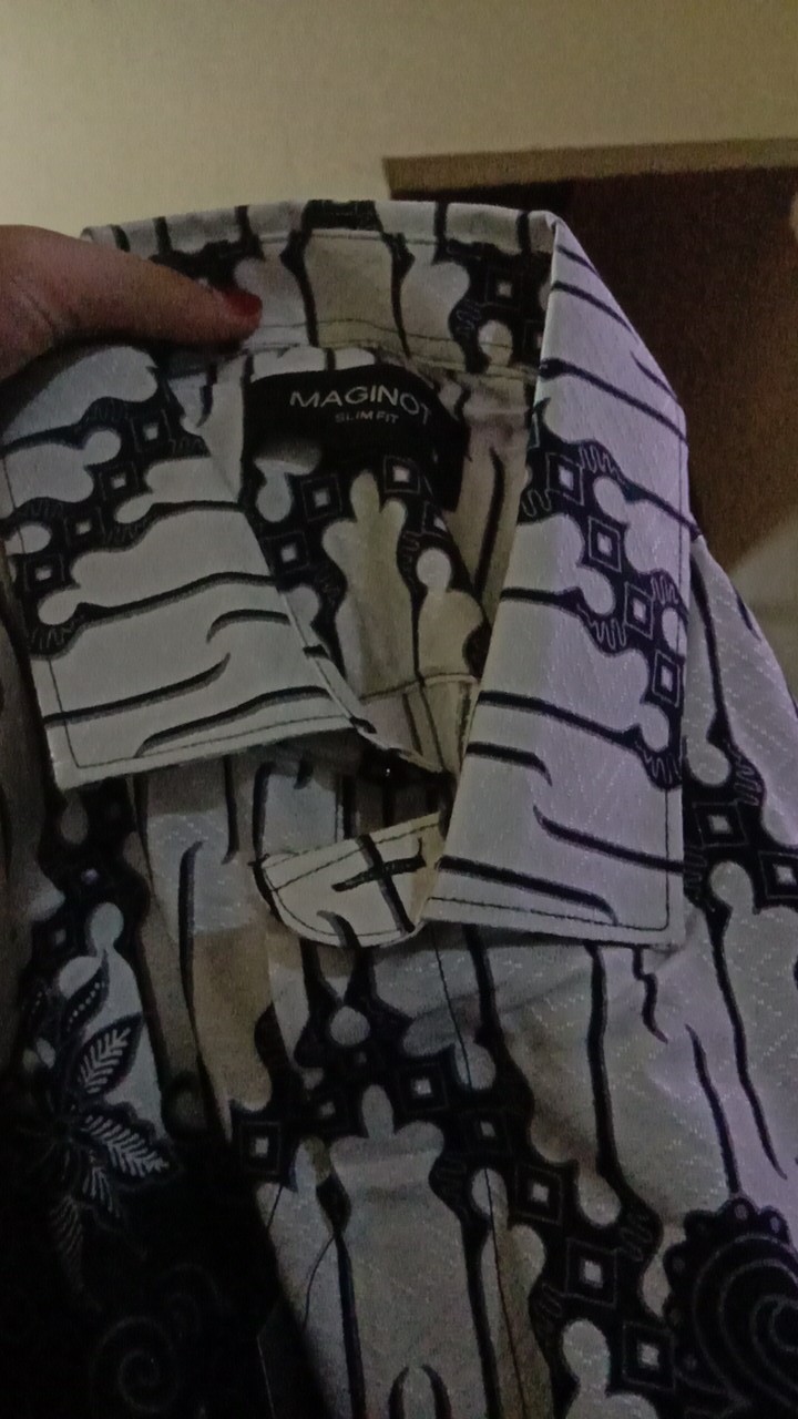 Maginot Kemeja Batik 2.0 Diraya-ls Motif Timbul Lengan Panjang Pria + Free Masker