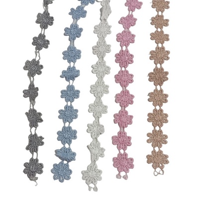 ( 1 Meter ) RIBBON LACE FLOWER - PITA RENDA BUNGA GYPER GIPER ZIPPER ZYPER RAJUT MELATI - PINK GRAY BLUE CREAM WHITE KHAKI BEIGE