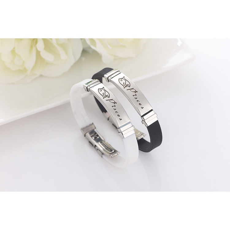 Gelang Bahan Titanium Steel Dan Silikon Gaya Korea Untuk Pasangan