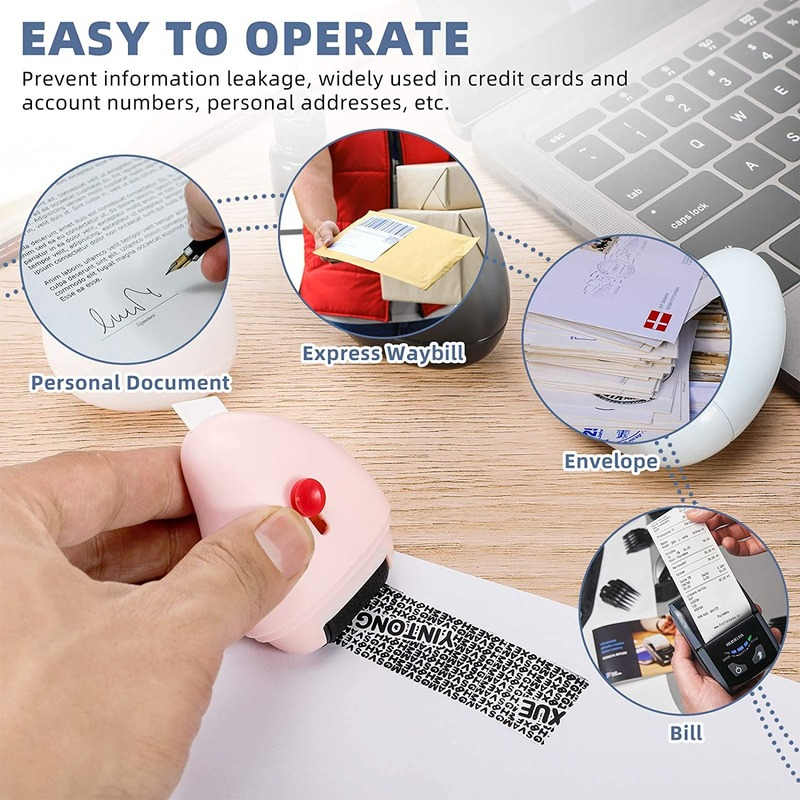 2in1 Identity Protection Roller Wide Stamp Security Roller with Cutting Tool Opener for Anti Theft, Secure Confidential ID Blackout Security and Privacy Protection