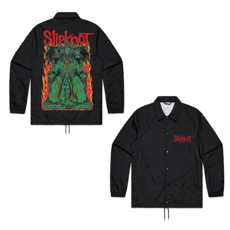 COACH JAKET BAND SLIPKNOT PREMIUM | JAKET SLIPKNOT | WINDBREAKERS JAKET METAL DISTRO PRIA HITAM | wi