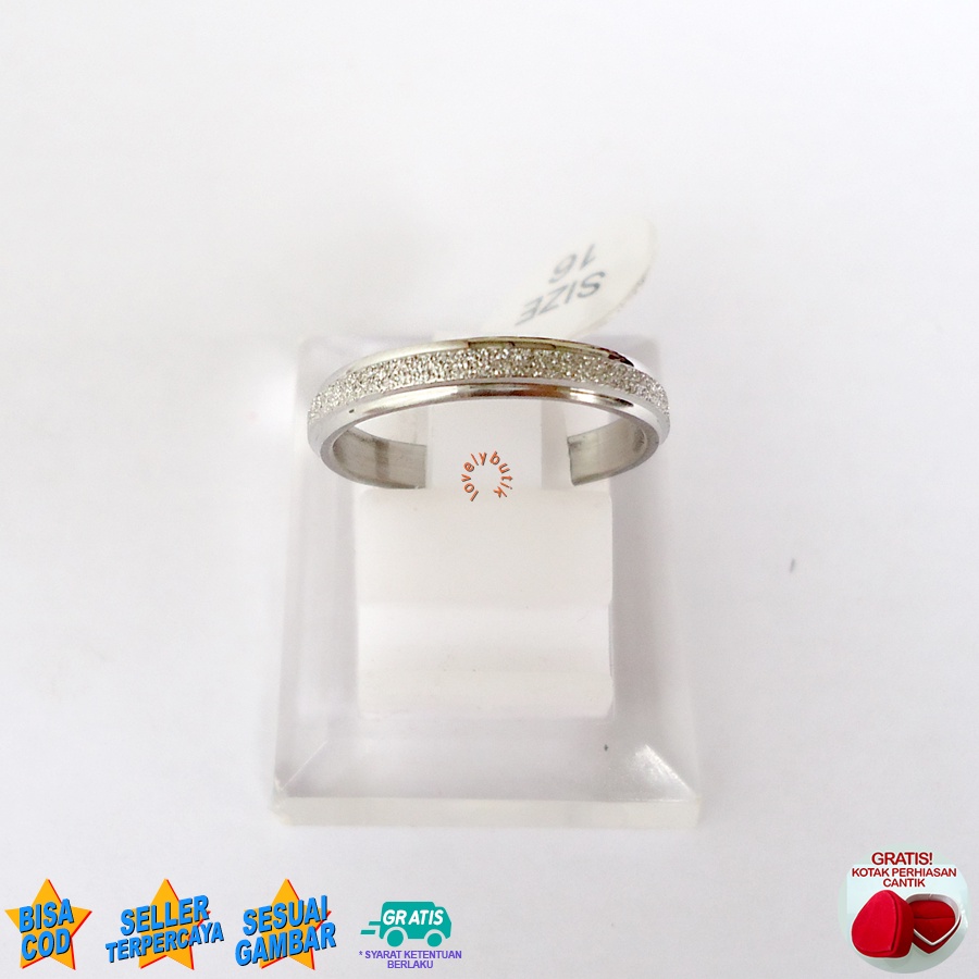 Lovelybutik - Cincin Pasir Titanium Wanita Pria Anti karat Asli P3oni Cincin Model Terbaru Model  Pasir Tipis Bonus Tempat Perhiasan