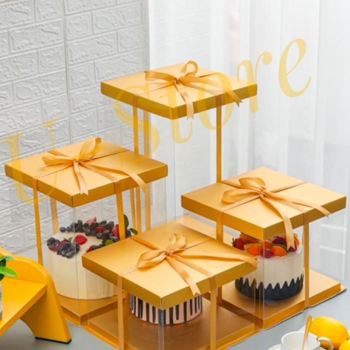 

Cake Box Mika Dus Kue Kotak Kue 22X22 Cm Transparant Pet 013