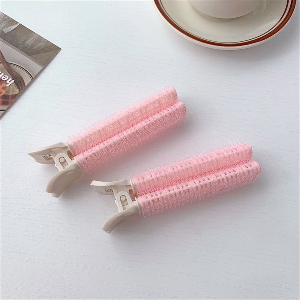(Cod Tangding) 2pcs / Set Wig / Rambut Palsu Keriting Fluffy Warna Pink Untuk Wanita