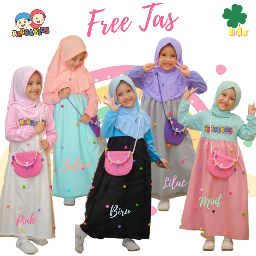 Gratis tas Baju gamis kaos anak raggakids tutu RG55 free tas