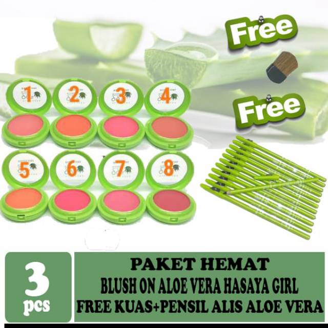 PAKET HEMAT PROMO BELI 1 GRATIS 1 / blushon hasaya fre kuas + pensil alis