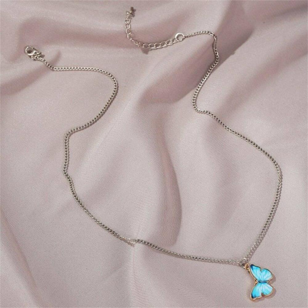 R-bunga Kalung Hadiah Untuk Wanita Gadis Women Gift Lake Blue Fashion Perhiasan Klavikula Rantai Choker