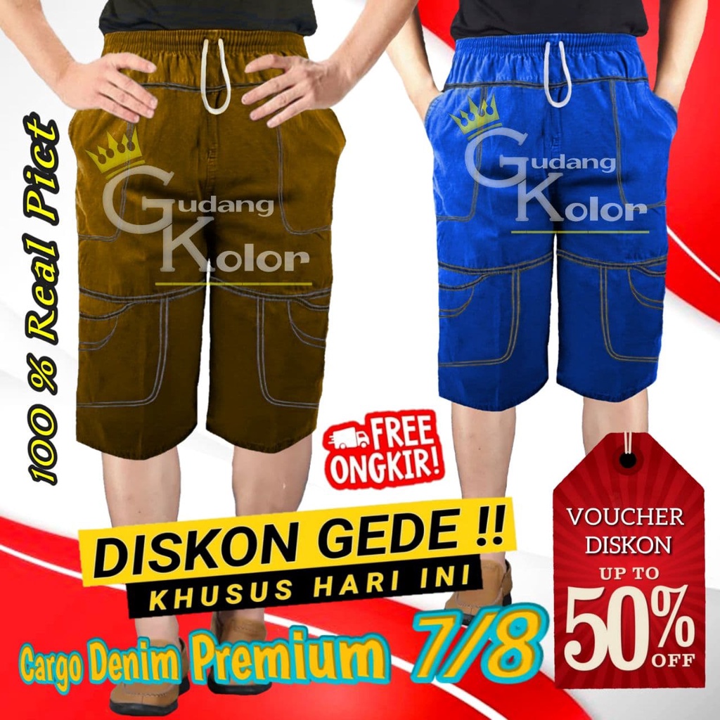 Celana Cargo Pendek Pria Dewasa Santai Polos Kargo Short Pants Bawah Lutut Celpen Cowok Harian Laki 