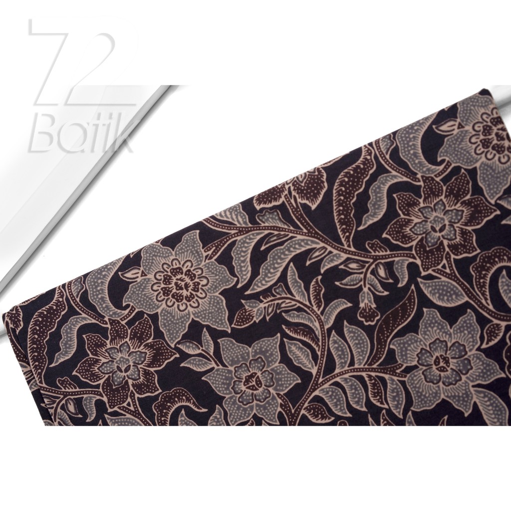 KAIN BATIK PREMIUM Bahan Katun Motif Kembang Sekar Warna Hitam Item Ireng Coklat 727921 Cap 72 Jarik Jarit Samping Kebat Panjang Batik Katun Modern Premium Bahan Seragam Batik Pernikahan Kantor Keluarga Murah Kamen Jadi Batik Bali Lembaran