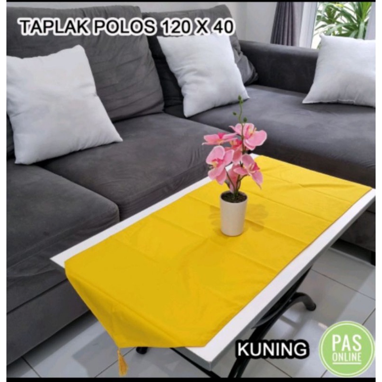 Taplak meja ruang tamu polos table runner minimalis 120X40 cm katun premium