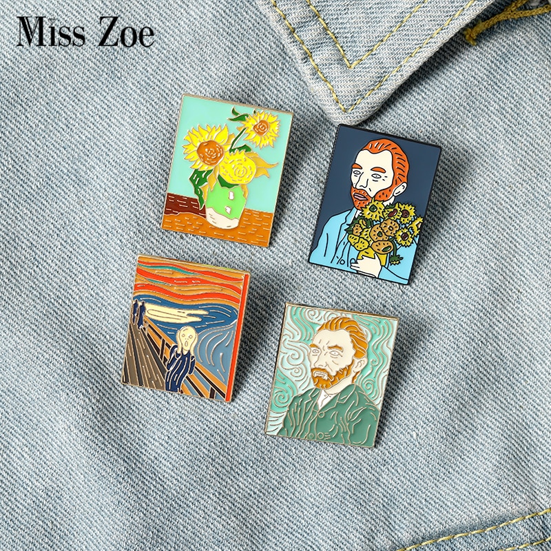 Bros Pin Desain Lukisan Minyak Bunga Matahari Van Gogh Untuk Hadiah Teman