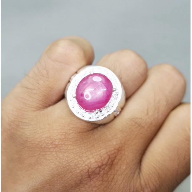 Batu Cincin Natural Ruby Pink Warna Birma Perak