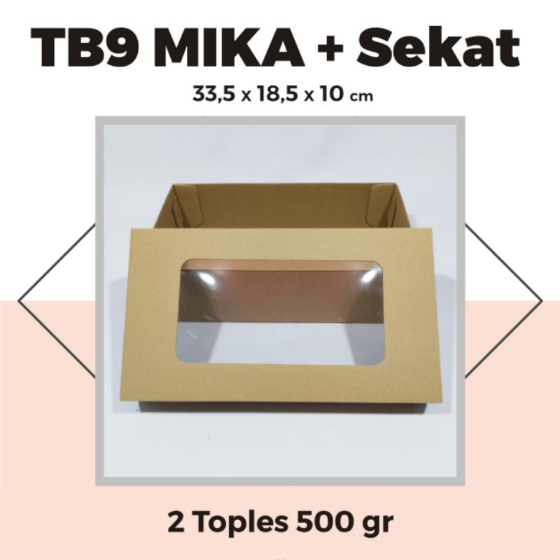 

Kardus Mika+SEKAT 33.5x18.5x10 utk Toples 500 gram isi 2 pcs