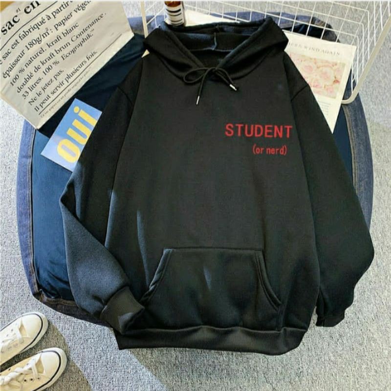 S - XXXXXL(6XL) Jaket Jumper STUDENT Hoodie BIGSIZE OVERSIZE STUDENT OR NERD Wanita Pria JUMBO Korean Style Jaketin aja M L XL XXL 3XL 4XL