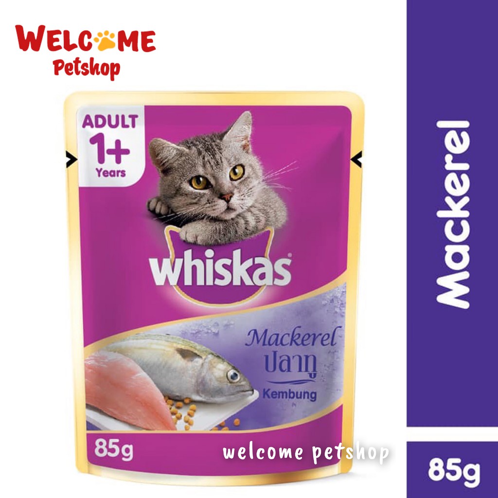 WHISKAS POUCH 85GR MACKEREL - Makanan Kucing Basah / Cat Food