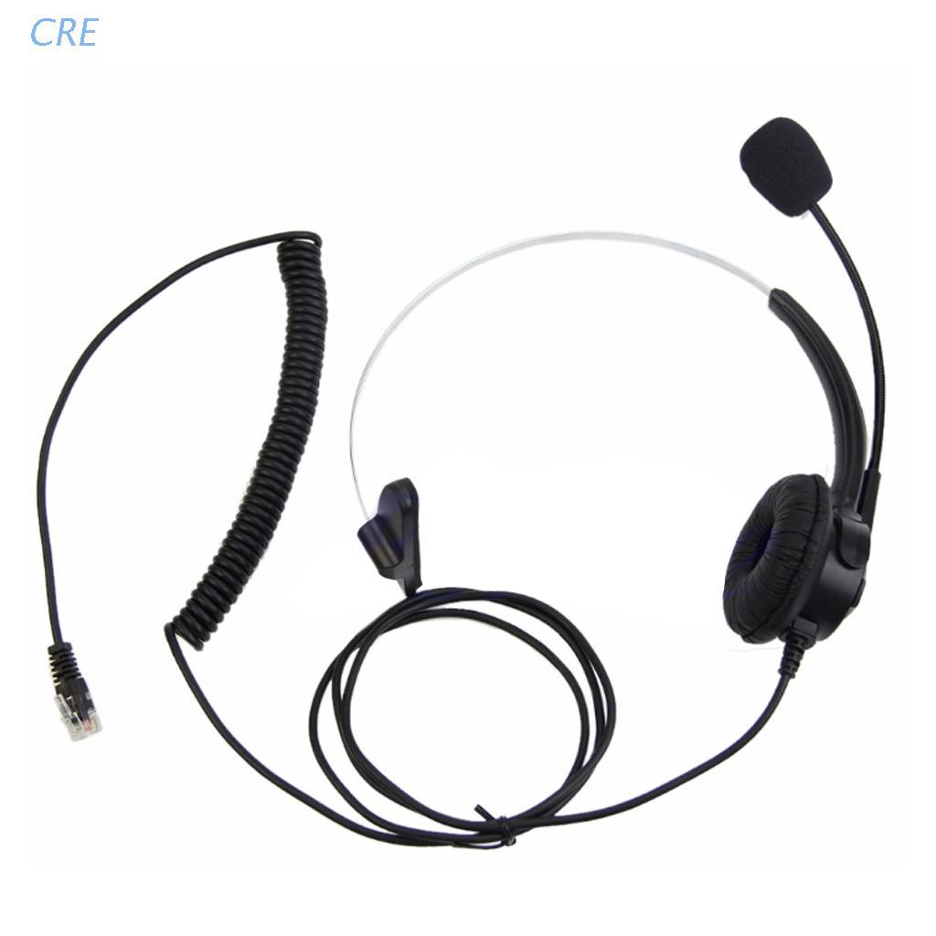 Cre Rj11 Headset Headphone Kabel Monaural 4-pin Untuk Operator Call Center Bk