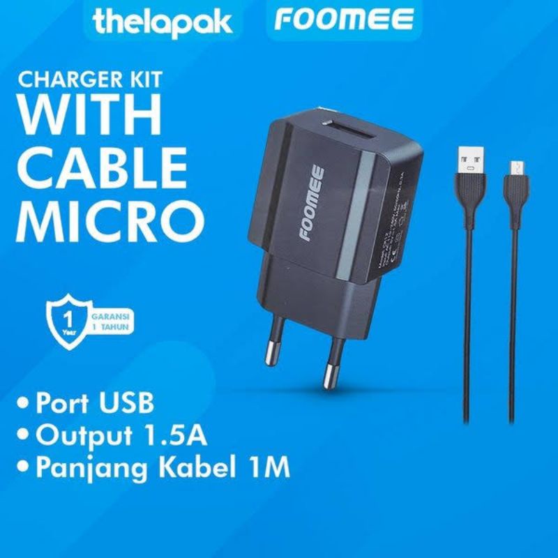 [FOOMEE C-K012]Travel Charger Single Port Usb 1.5A Micro Usb Charger Kit