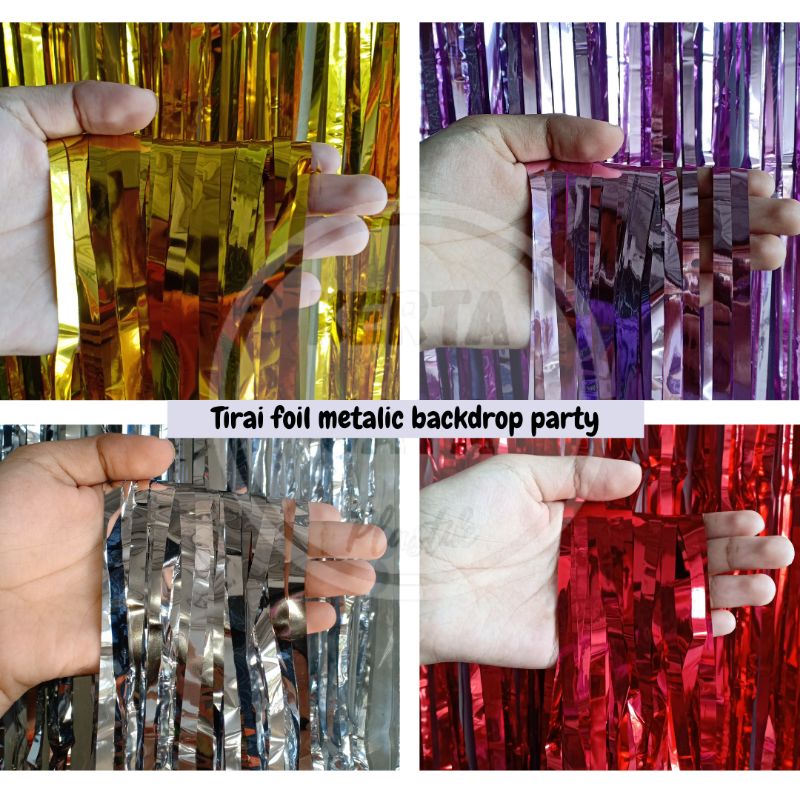 tirai foil / tirai rumbai / foil curtain / backdrop foil / tirai ultah / tirai pesta / rumbai