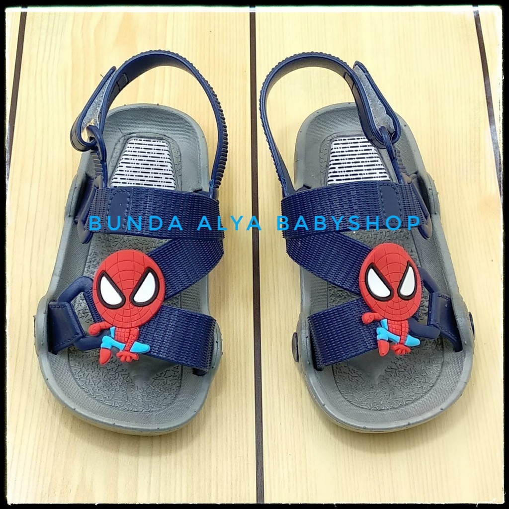 Sendal Anak Laki Laki IMPORT Usia 2 Tahunan Karet Anti Licin - Sepatu Sandal Anak Cowok Lentur ABU Kartun Size 28