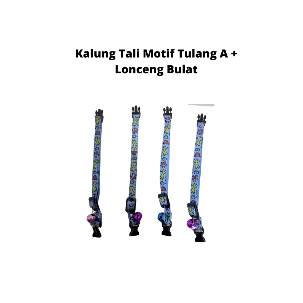 Kalung Kucing Tali Motif + Lonceng Bulat 14 mm