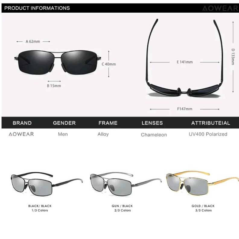 Kaca Mata Photochromic Kaca Mata Polarized kode hitam