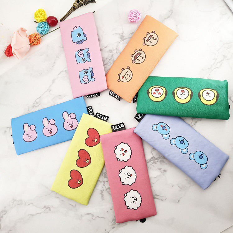 Kotak Pensil Pouch Tas  Make Up Serut BTS  BT21 Shopee  