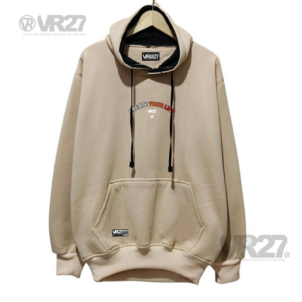 suiter pria hoodie terbaru 2021 keren gaya distro sweater cowok original brand tebal warna Cream