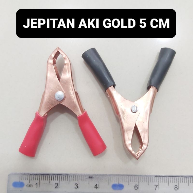 (1 SET) Jepitan Aki Gold 5 CM Jepit Accu Kecil Panjang 5 Senti