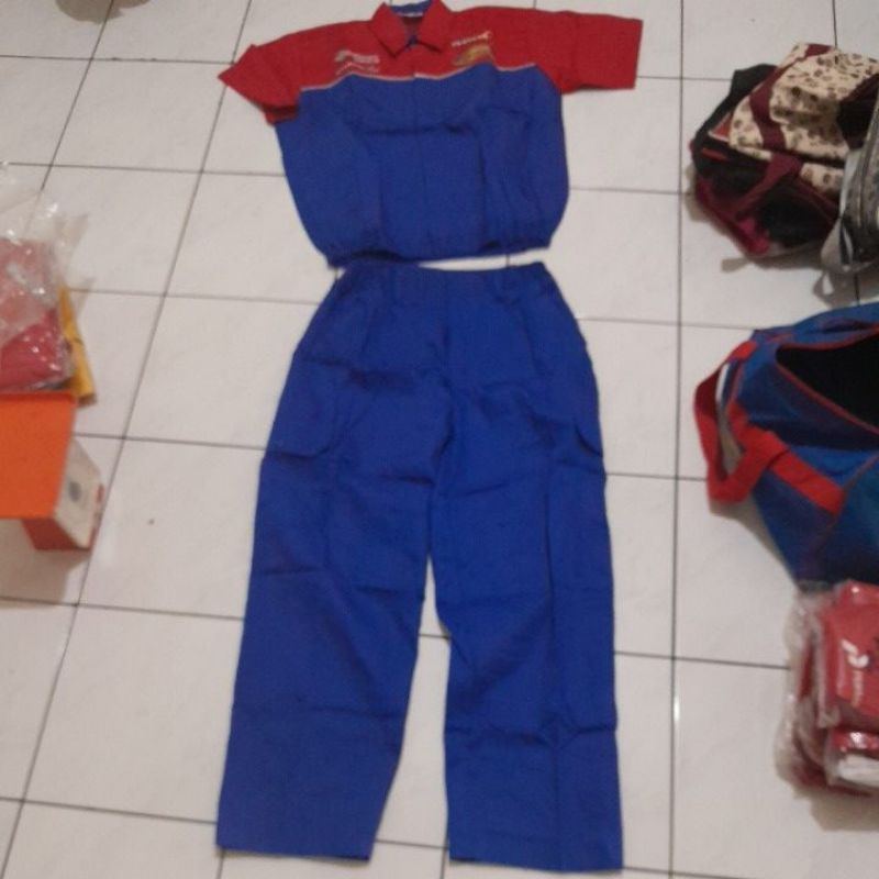 Baju kerja mekanik, ketalpak, wearpak atas bawah Pertamina Enduro