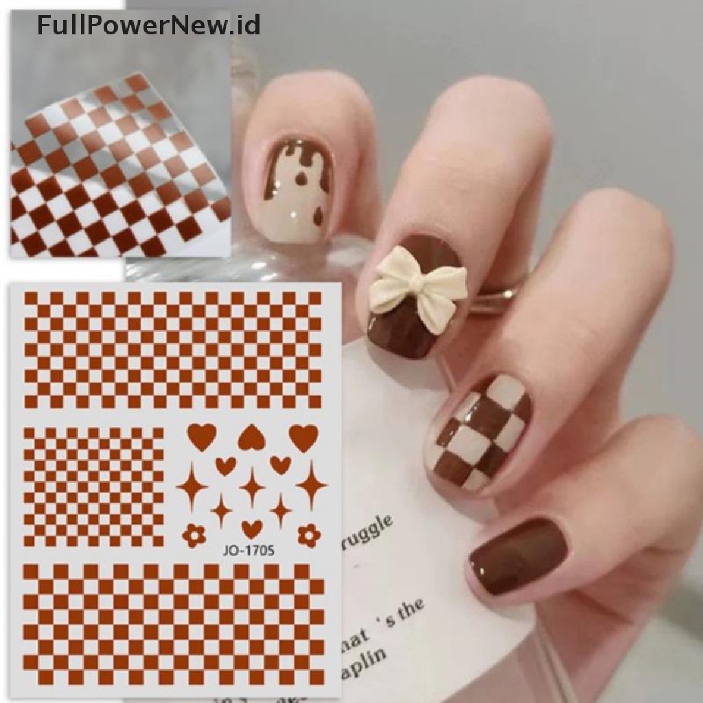 (Full) Stiker Decal Foil Motif Kotak-Kotak Untuk Dekorasi Nail Art DIY