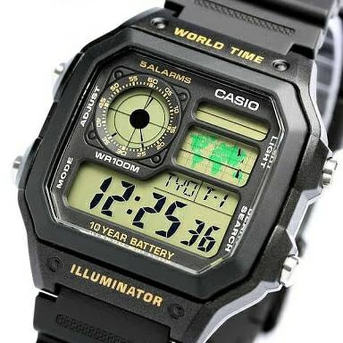 MUST HAVE jam tangan pria digital casio original kotak hitam (peta) TERLARIS