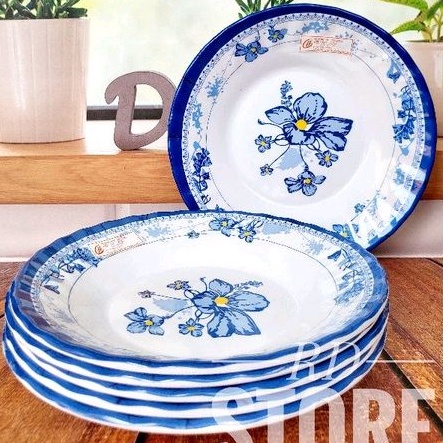 PROMO 6.PCS PIRING MAKAN CEKUNG MOTIF ROSE BAHAN MELAMINE WARE TEBAL DAN KUAT