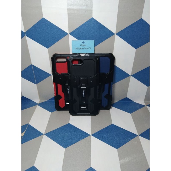 OPPO A3S/REALME C1 Robot Silikon Ring Standing Cover Casing HP Hardcase